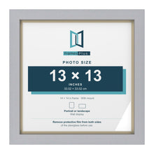 Silver 14 x 14 inch picture frame with an ivory mount for a 13 x 13 inch photo