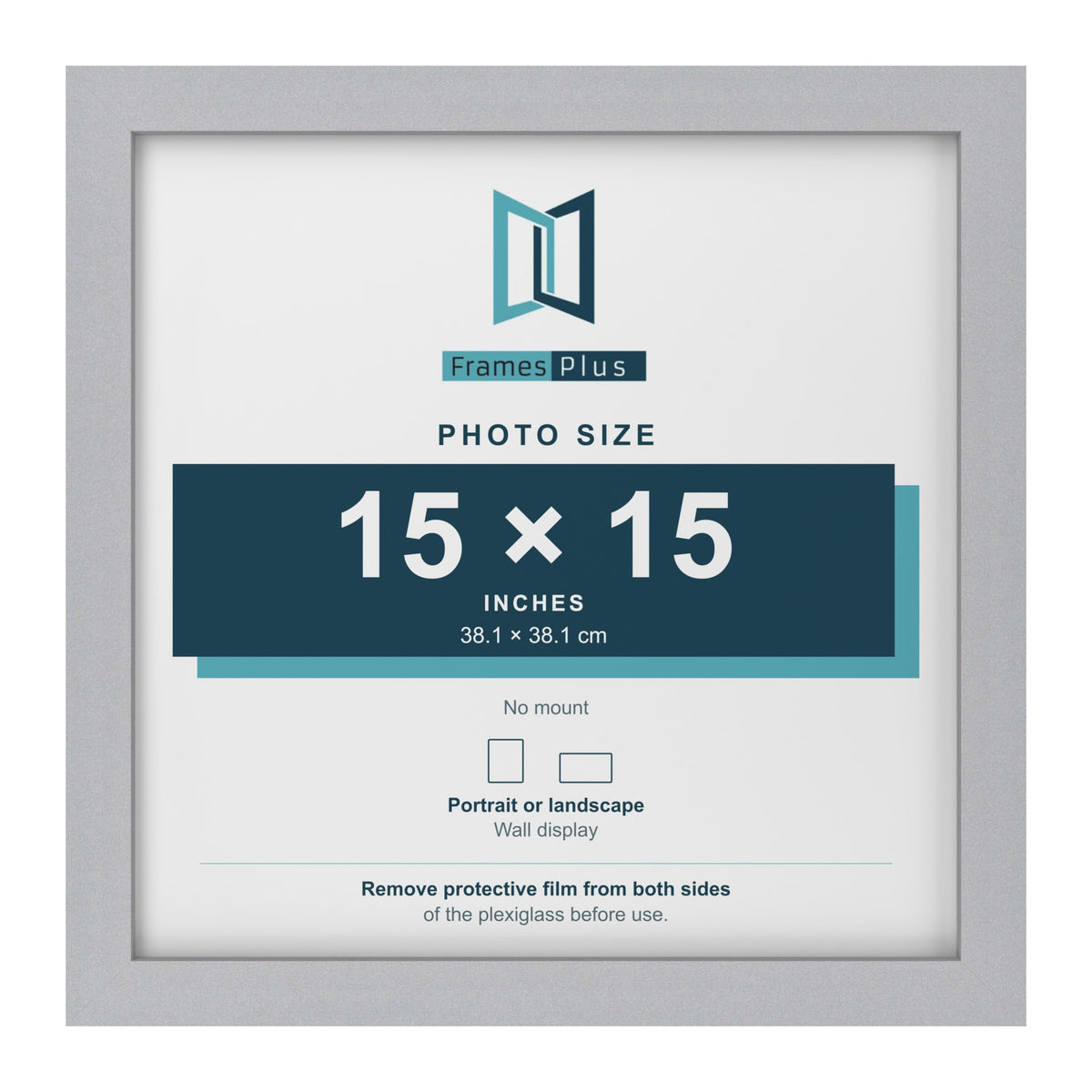Silver picture frame for a 15 x 15 inch photo
