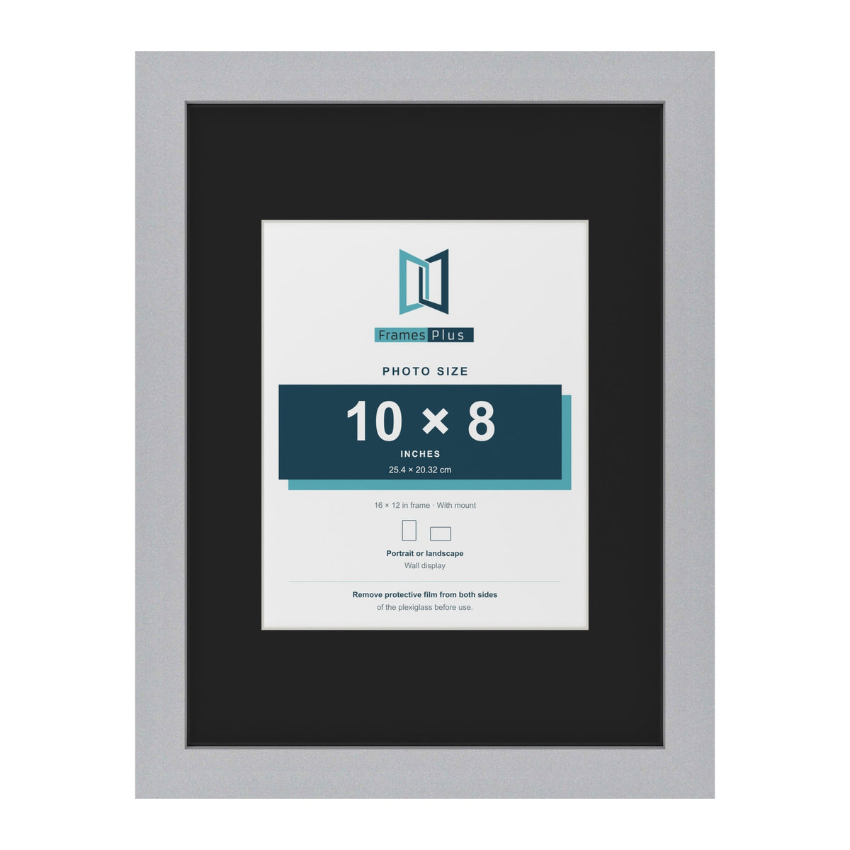 Silver 16 x 12 inch picture frame with a black mount for a 10 x 8 inch photo