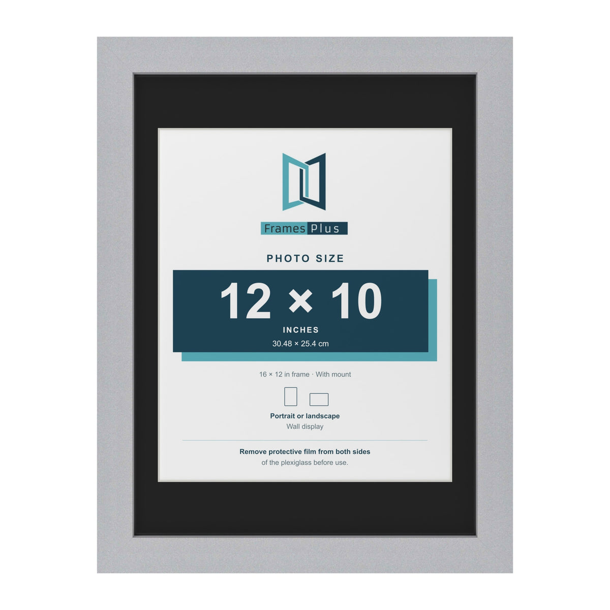 Silver 16 x 12 inch picture frame with a black mount for a 12 x 10 inch photo