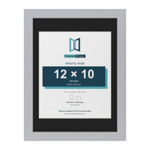 Silver 16 x 12 inch picture frame with a black mount for a 12 x 10 inch photo