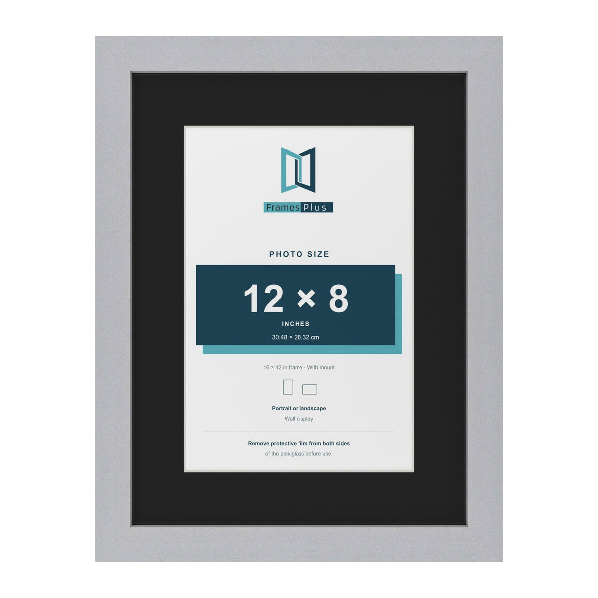 Silver 16 x 12 inch picture frame with a black mount for a 12 x 8 inch photo