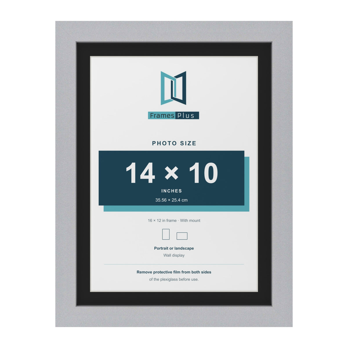 Silver 16 x 12 inch picture frame with a black mount for a 14 x 10 inch photo