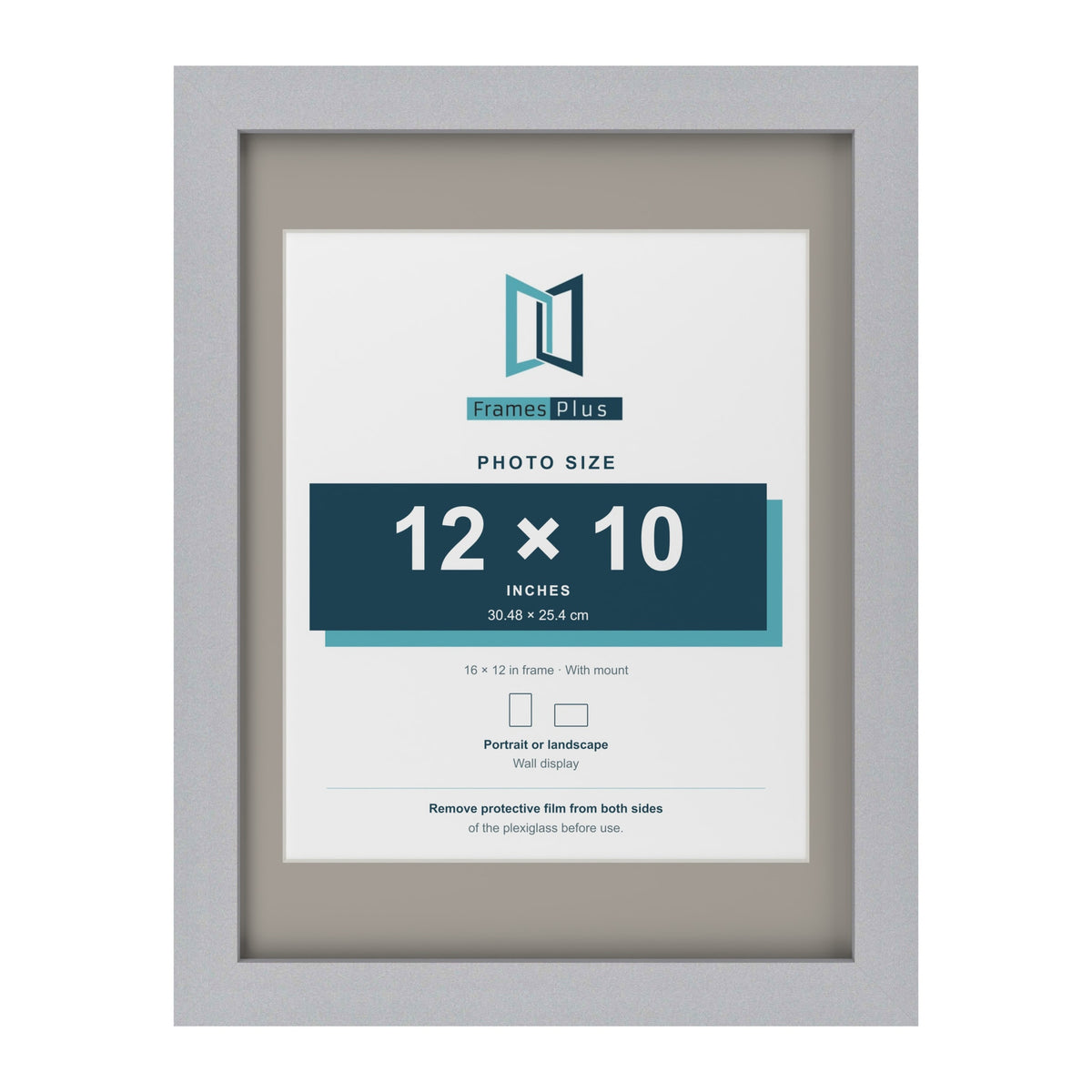 Silver 16 x 12 inch picture frame with a Dawn Grey mount for a 12 x 10 inch photo