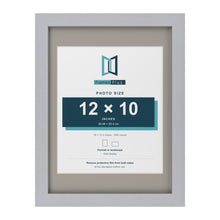Silver 16 x 12 inch picture frame with a Dawn Grey mount for a 12 x 10 inch photo