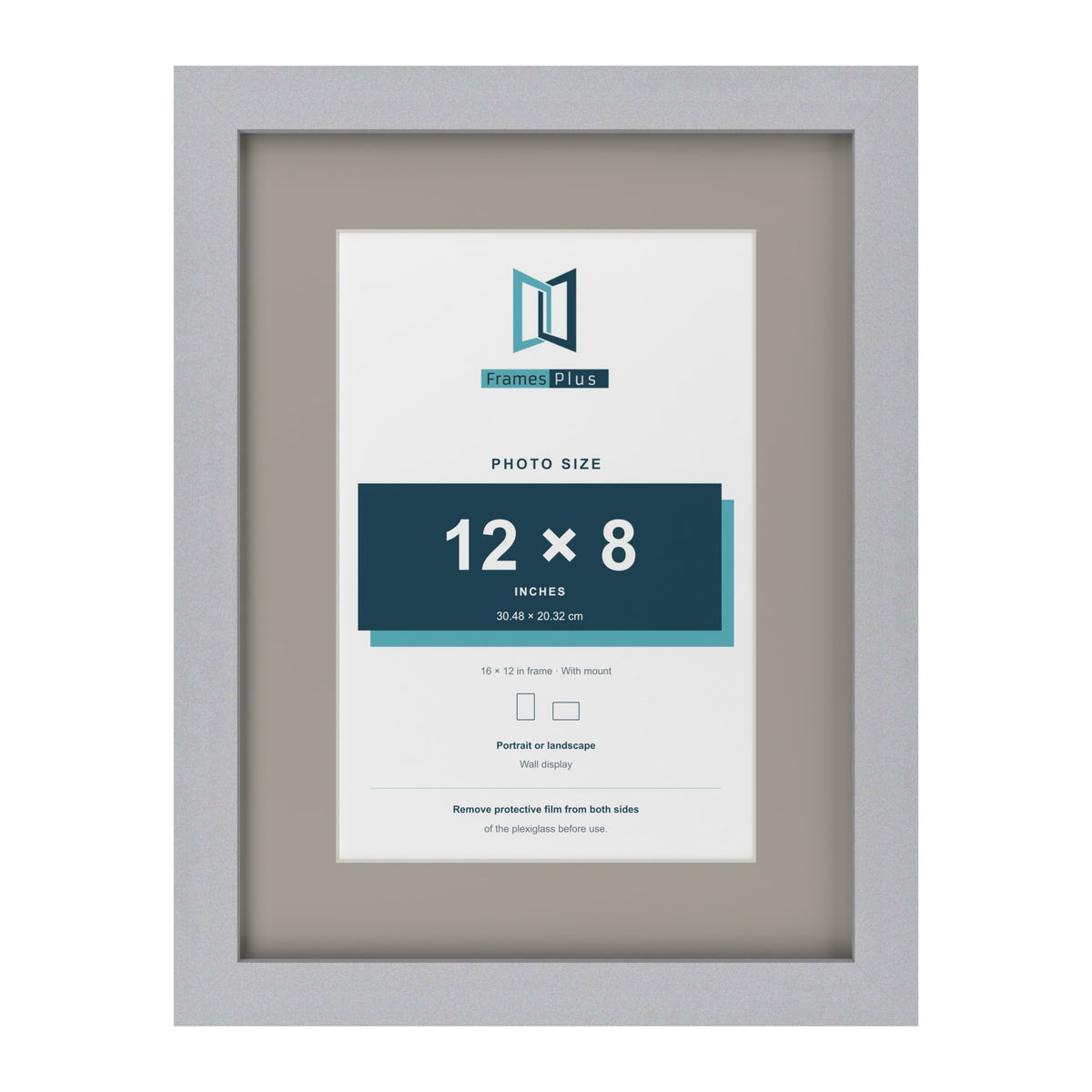 Silver 16 x 12 inch picture frame with a Dawn Grey mount for a 12 x 8 inch photo