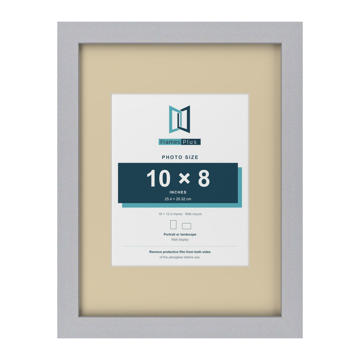 Silver 16 x 12 inch picture frame with an ivory mount for a 10 x 8 inch photo