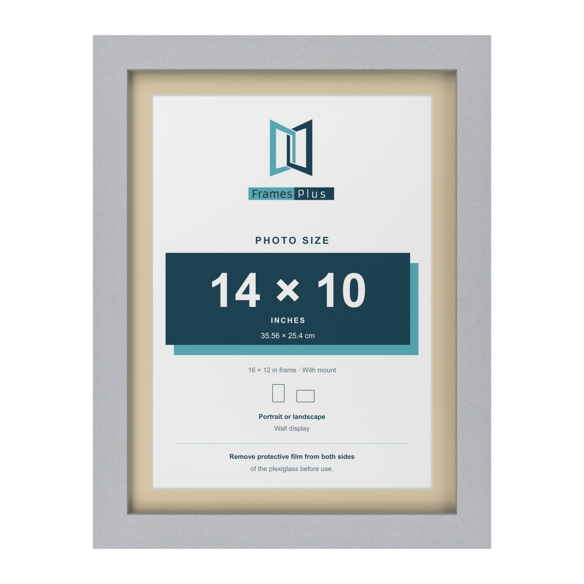 Silver 16 x 12 inch picture frame with an ivory mount for a 14 x 10 inch photo