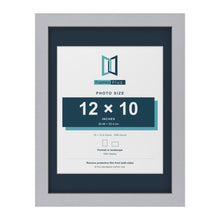 Silver 16 x 12 inch picture frame with a Pacific Blue mount for a 12 x 10 inch photo