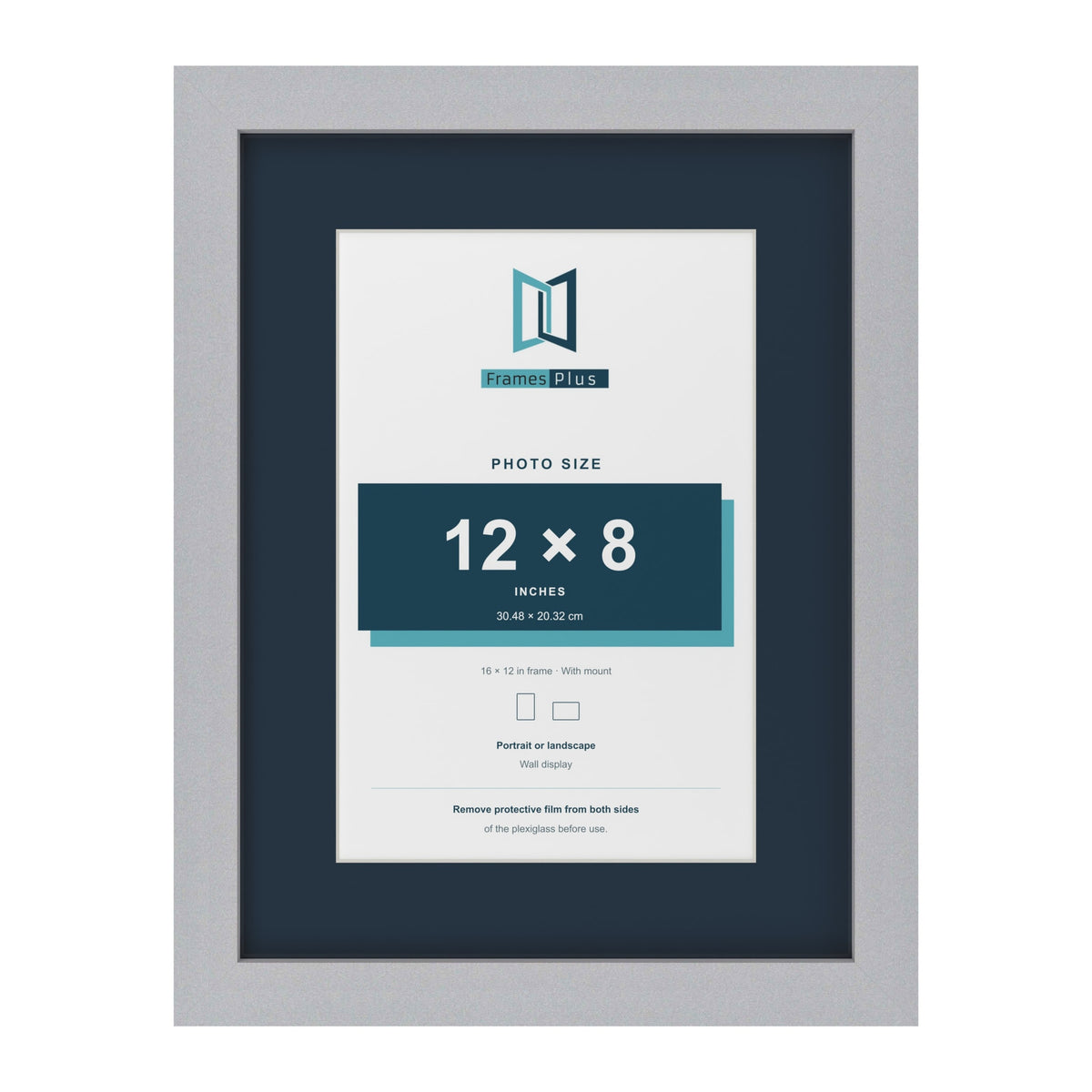 Silver 16 x 12 inch picture frame with a Pacific Blue mount for a 12 x 8 inch photo