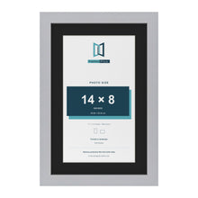 Silver 17 x 11 inch picture frame with a black mount for a 14 x 8 inch photo