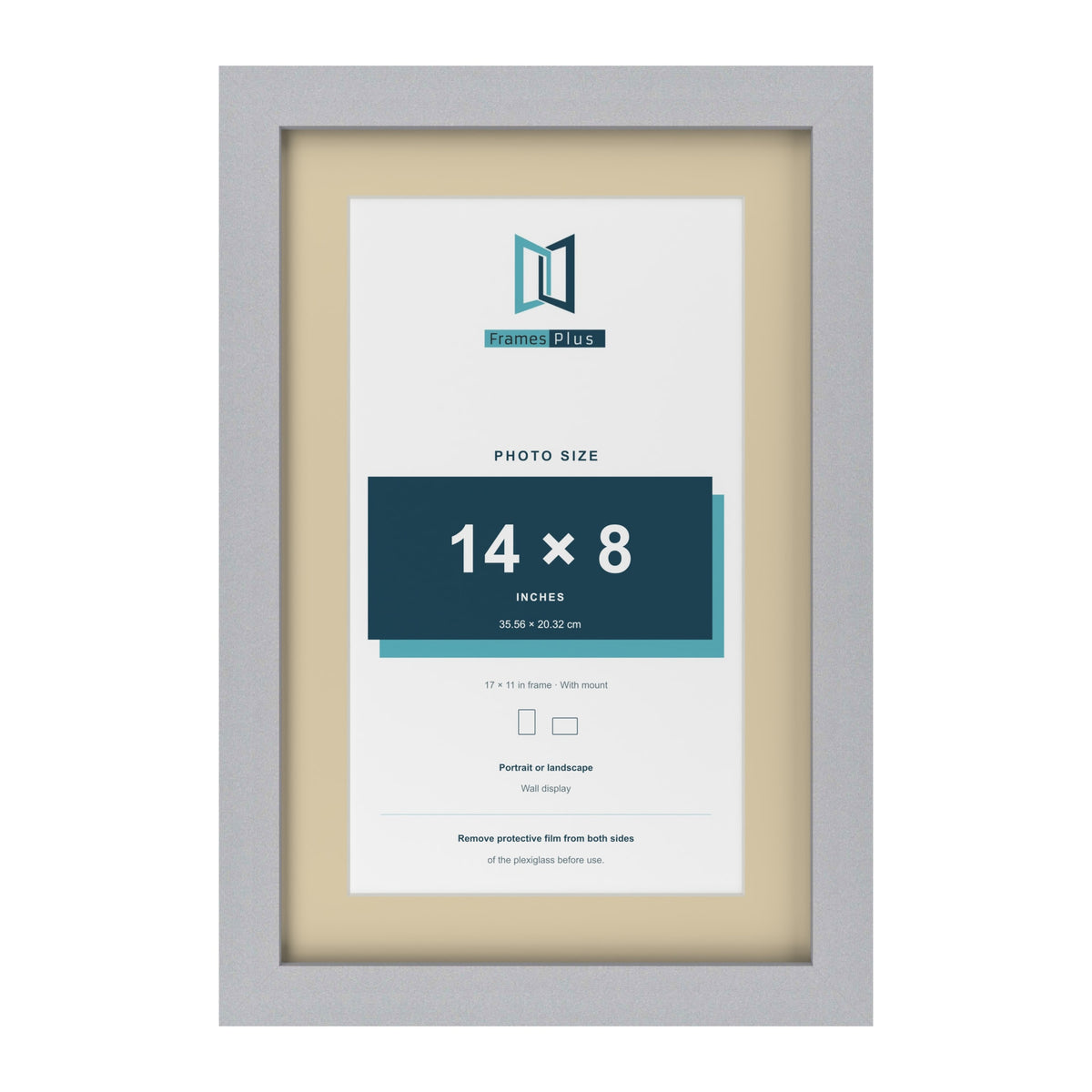 Silver 17 x 11 inch picture frame with an ivory mount for a 14 x 8 inch photo