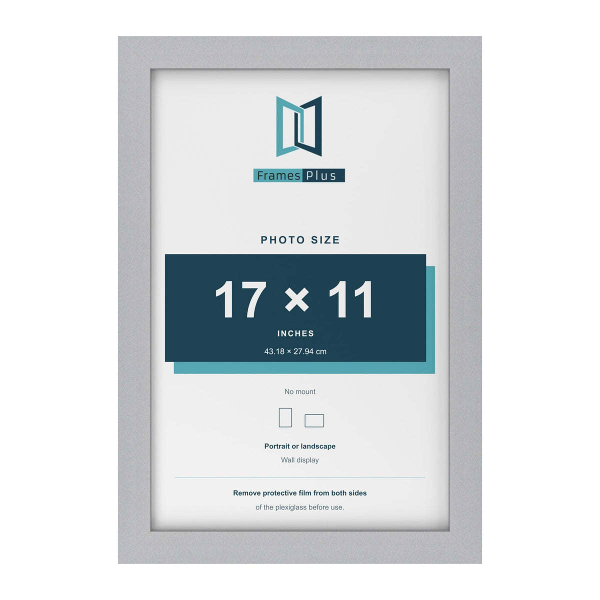 Silver picture frame for a 17 x 11 inch photo