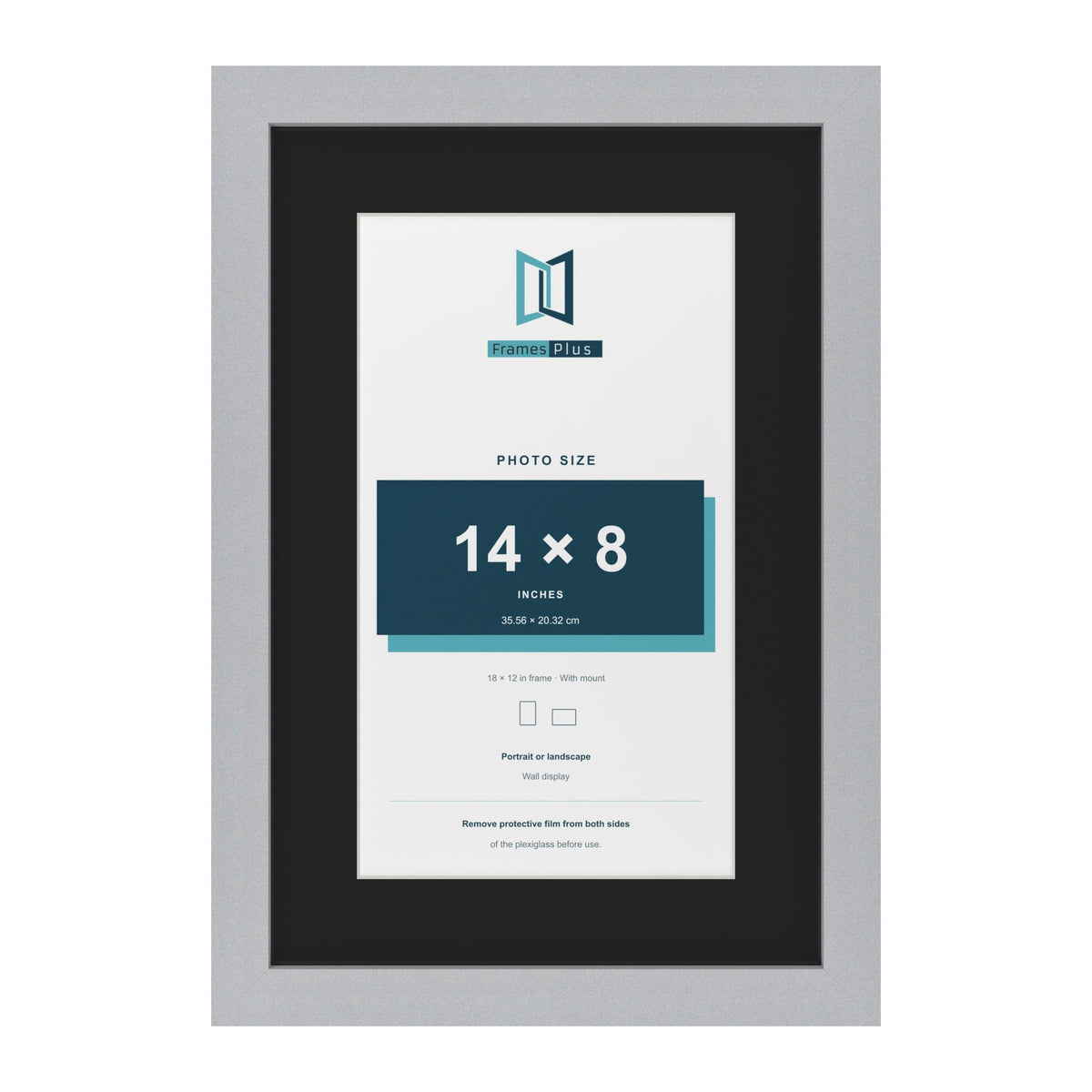 Silver 18 x 12 inch picture frame with a black mount for a 14 x 8 inch photo