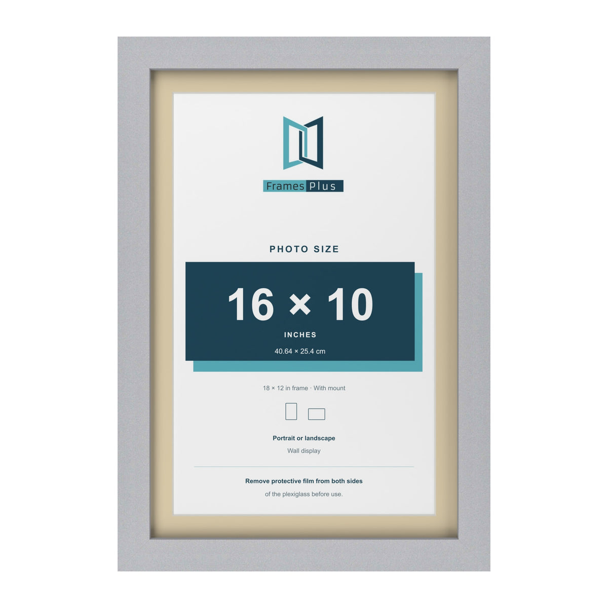 Silver 18 x 12 inch picture frame with an ivory mount for a 16 x 10 inch photo