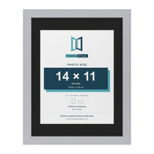 Silver 18 x 14 inch picture frame with a black mount for a 14 x 11 inch photo