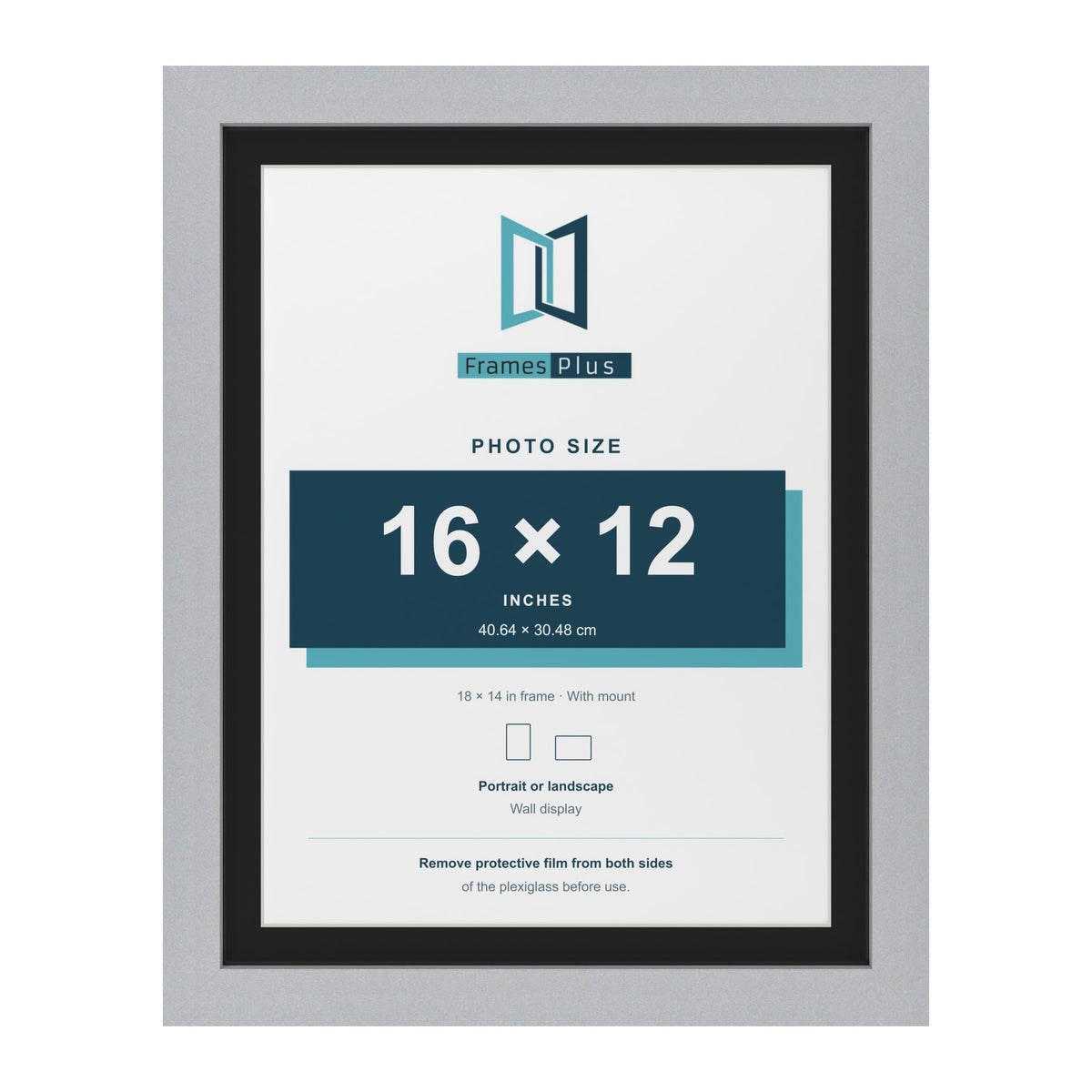 Silver 18 x 14 inch picture frame with a black mount for a 16 x 12 inch photo