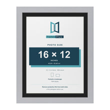Silver 18 x 14 inch picture frame with a black mount for a 16 x 12 inch photo