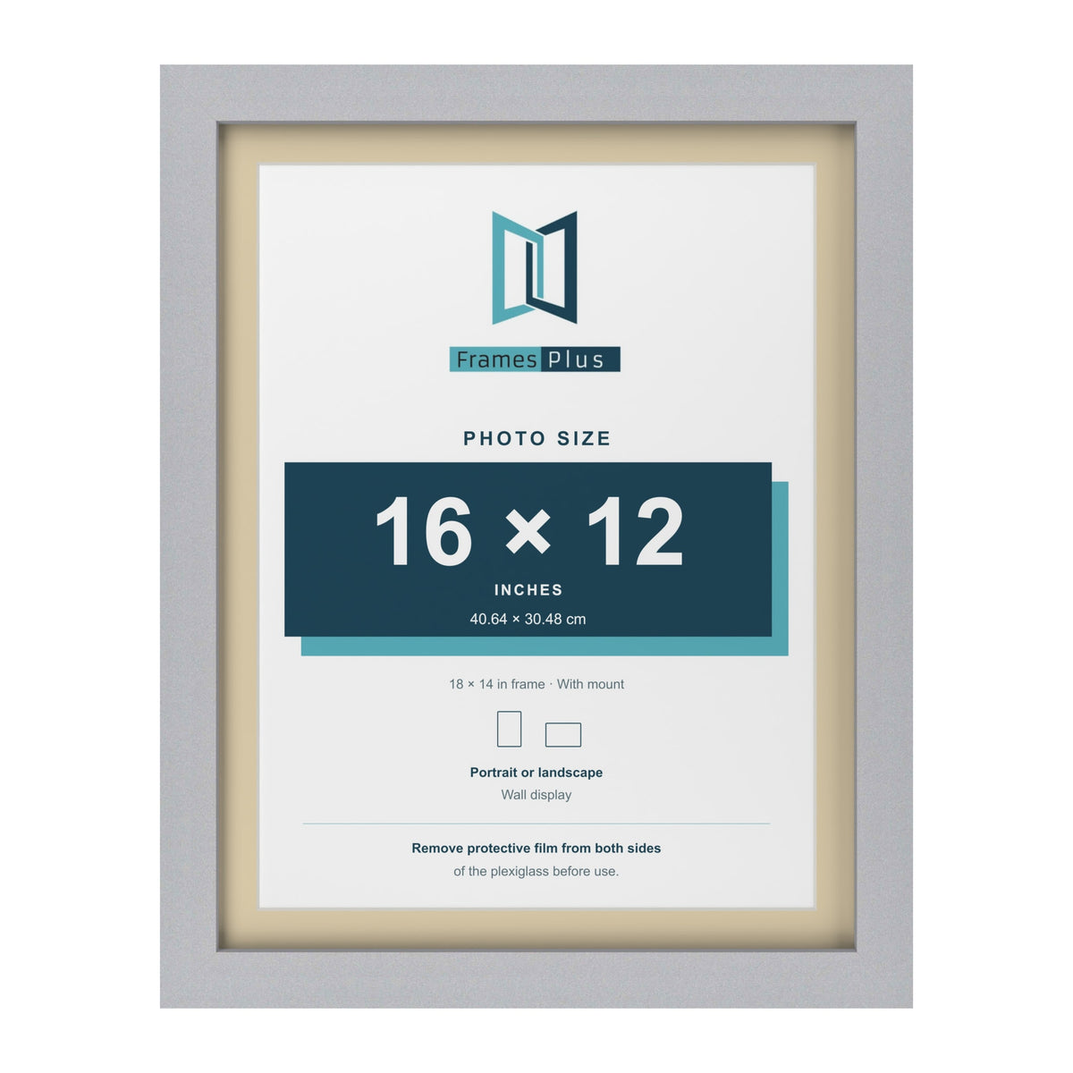 Silver 18 x 14 inch picture frame with an ivory mount for a 16 x 12 inch photo
