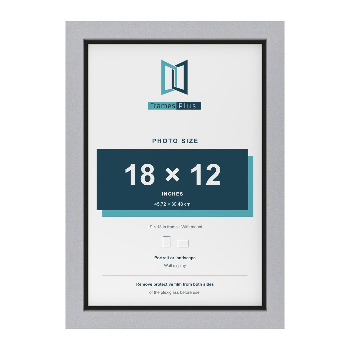Silver 19 x 13 inch picture frame with a black mount for an 18 x 12 inch photo