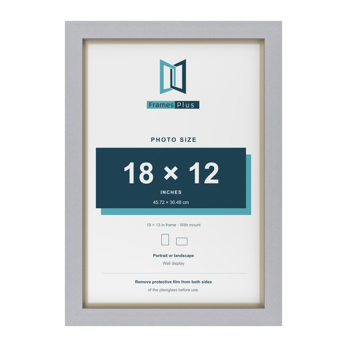 Silver 19 x 13 inch picture frame with an ivory mount for an 18 x 12 inch photo