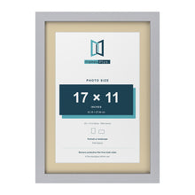 Silver 20 x 14 inch picture frame with an ivory mount for a 17 x 11 inch photo