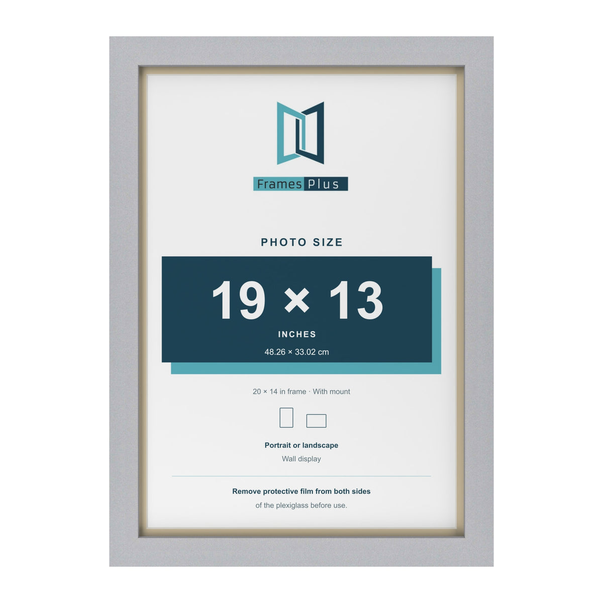 Silver 20 x 14 inch picture frame with an ivory mount for a 19 x 13 inch photo