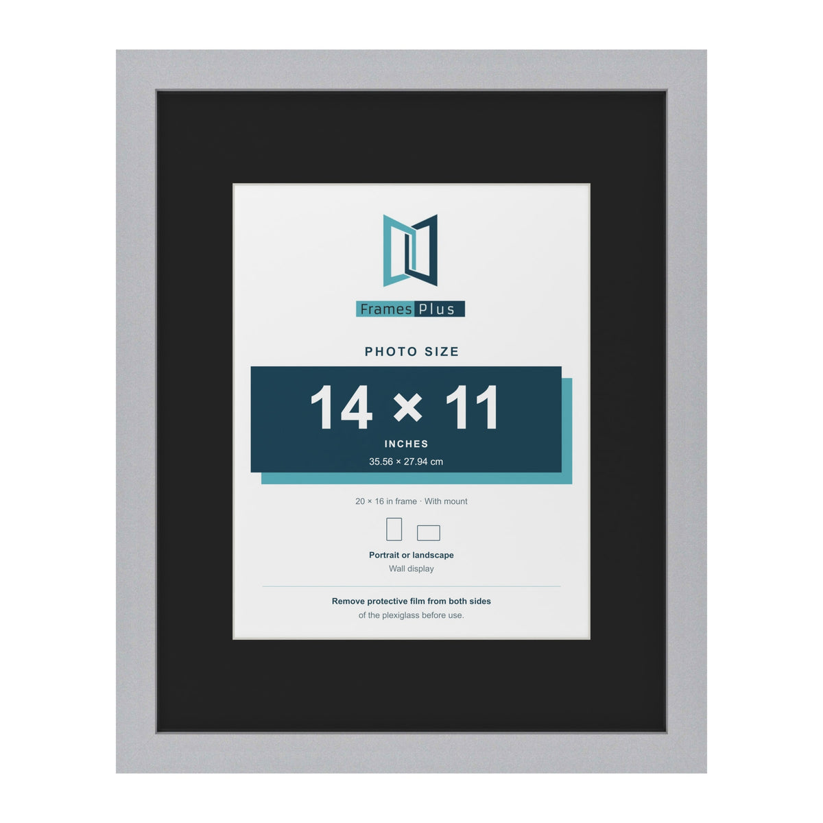 Silver 20 x 16 inch picture frame with a black mount for a 14 x 11 inch photo