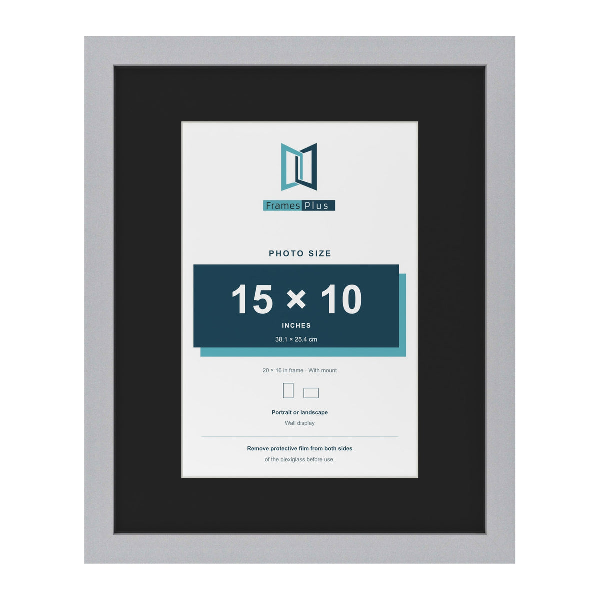 Silver 20 x 16 inch picture frame with a black mount for a 15 x 10 inch photo
