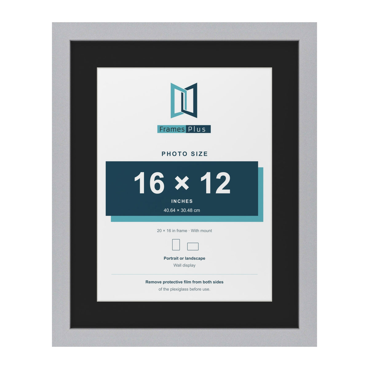 Silver 20 x 16 inch picture frame with a black mount for a 16 x 12 inch photo