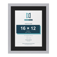 Silver 20 x 16 inch picture frame with a black mount for a 16 x 12 inch photo