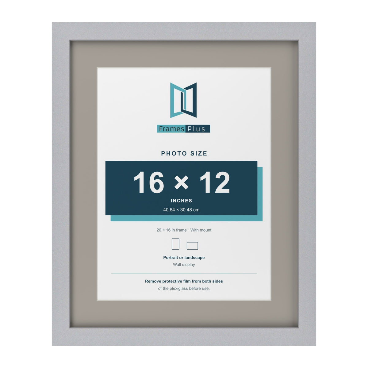 Silver 20 x 16 inch picture frame with a Dawn Grey mount for a 16 x 12 inch photo