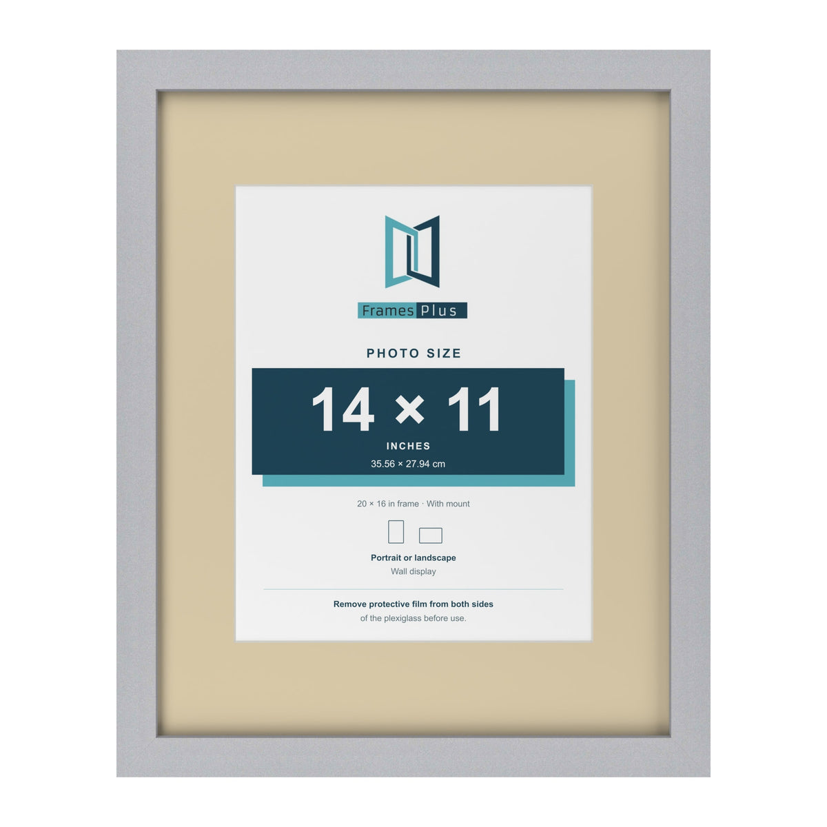 Silver 20 x 16 inch picture frame with an ivory mount for a 14 x 11 inch photo