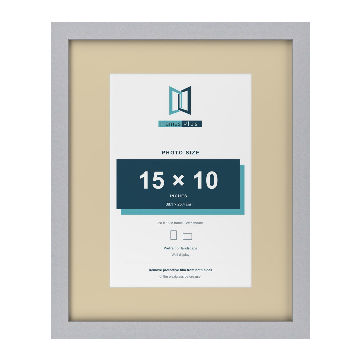 Silver 20 x 16 inch picture frame with an ivory mount for a 15 x 10 inch photo