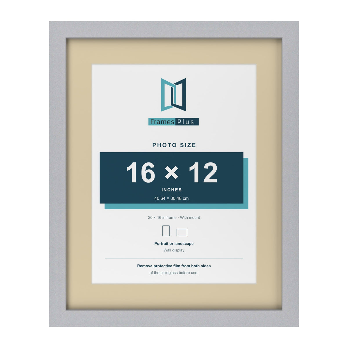 Silver 20 x 16 inch picture frame with an ivory mount for a 16 x 12 inch photo
