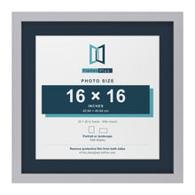 Silver 20 x 20 inch picture frame with a Pacific Blue mount for a 16 x 16 inch photo