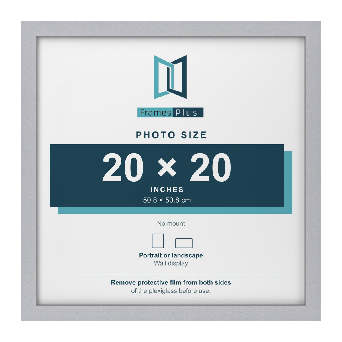 Silver picture frame for a 20 x 20 inch photo
