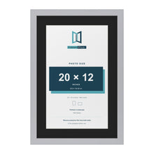 Silver 24 x 16 inch picture frame with a black mount for a 20 x 12 inch photo