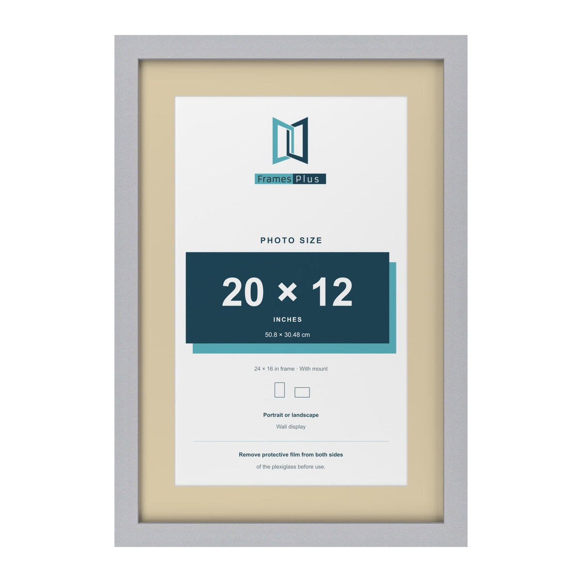 Silver 24 x 16 inch picture frame with an ivory mount for a 20 x 12 inch photo