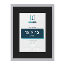 Silver 24 x 18 inch picture frame with a black mount for an 18 x 12 inch photo