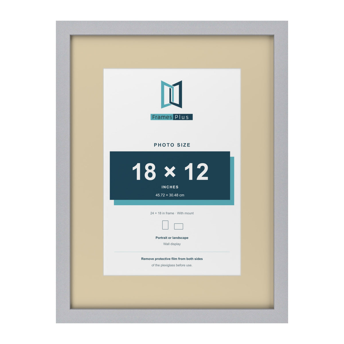 Silver 24 x 18 inch picture frame with an ivory mount for an 18 x 12 inch photo