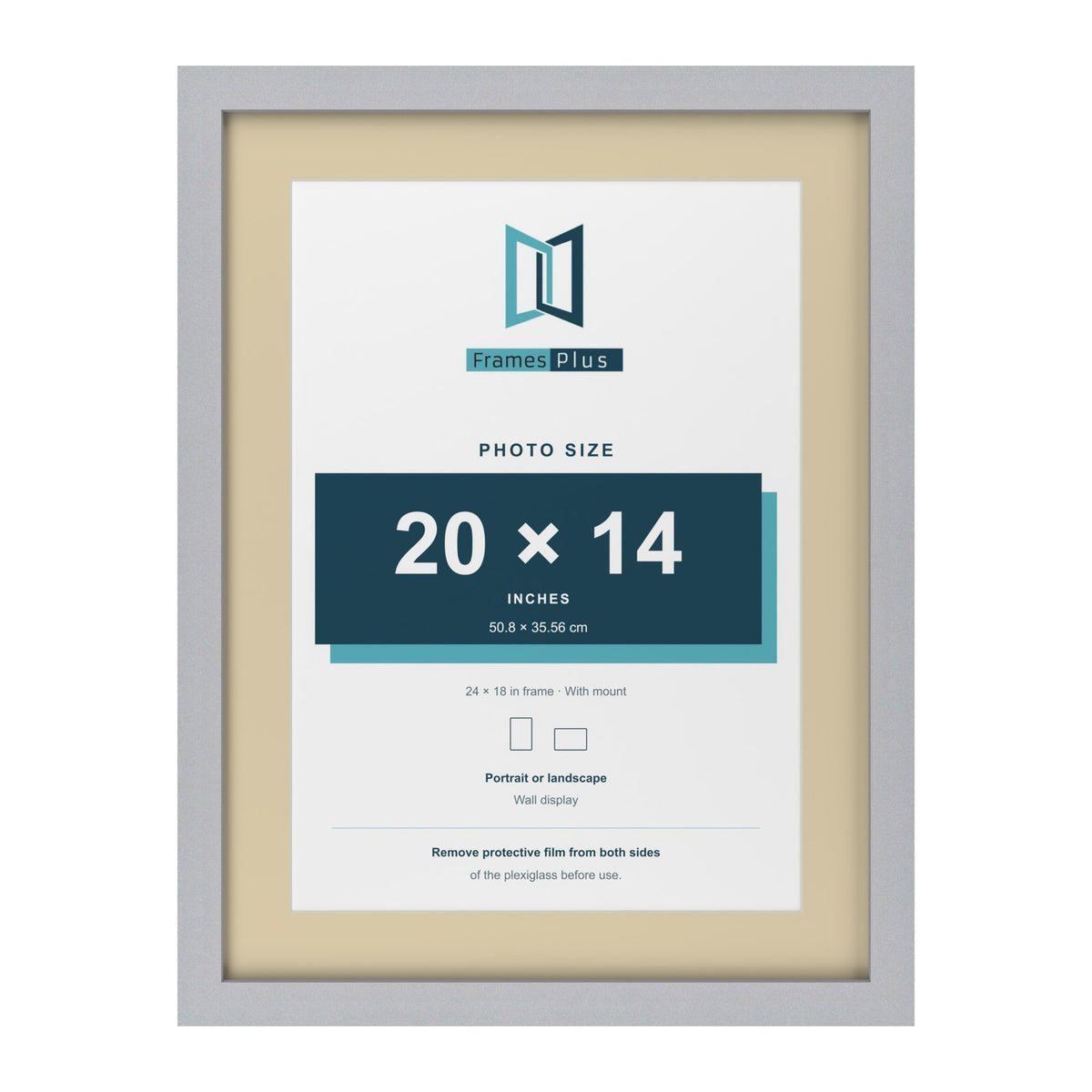 Silver 24 x 18 inch picture frame with an ivory mount for a 20 x 14 inch photo
