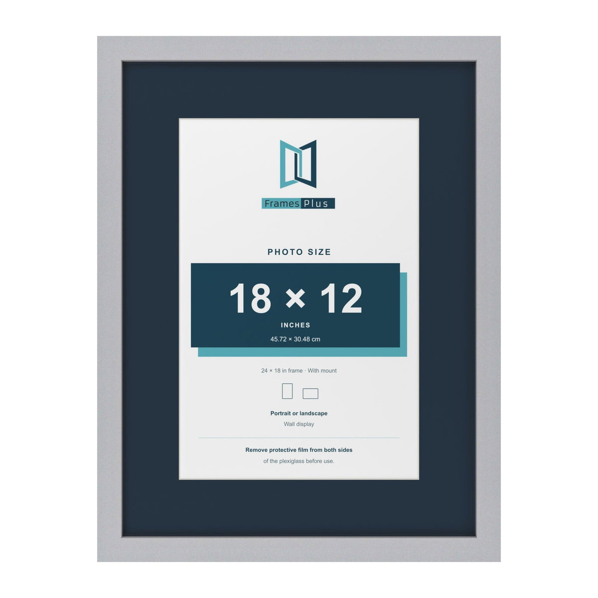 Silver 24 x 18 inch picture frame with a Pacific Blue mount for an 18 x 12 inch photo