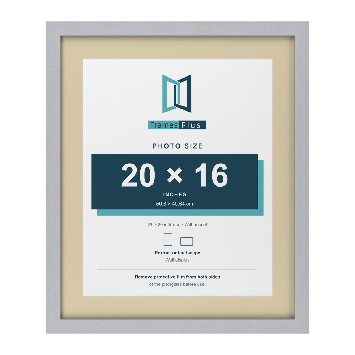 Silver 24 x 20 inch picture frame with an ivory mount for a 20 x 16 inch photo