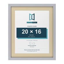 Silver 24 x 20 inch picture frame with an ivory mount for a 20 x 16 inch photo