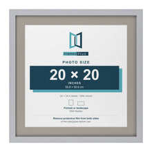 Silver 24 x 24 inch picture frame with a Dawn Grey mount for a 20 x 20 inch photo