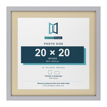 Silver 24 x 24 inch picture frame with an ivory mount for a 20 x 20 inch photo