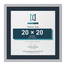 Silver 24 x 24 inch picture frame with a Pacific Blue mount for a 20 x 20 inch photo