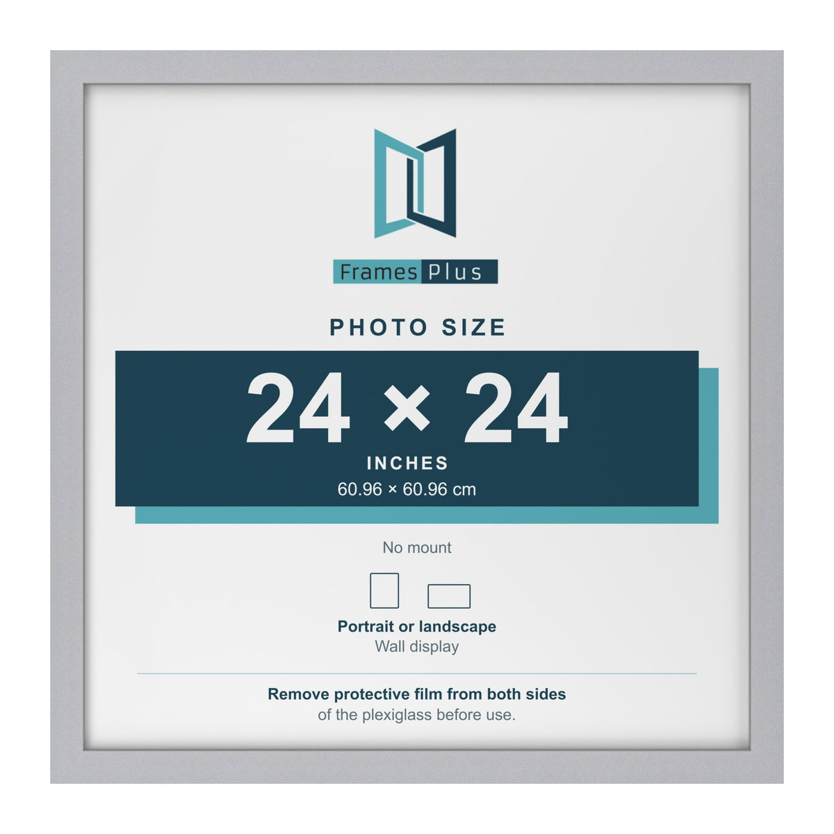 Silver picture frame for a 24 x 24 inch photo