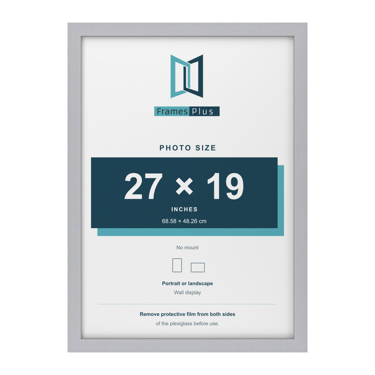 Silver picture frame for a 27 x 19 inch photo
